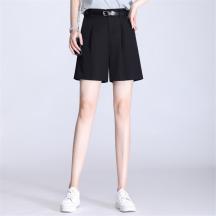 贈送皮帶 西褲女夏短褲休閑高腰A字垂感闊腿薄款4分高腰休閑西褲