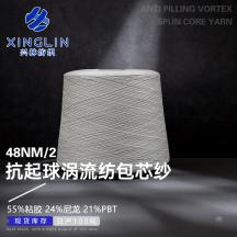 48NM/2 抗起球渦流紡包芯紗