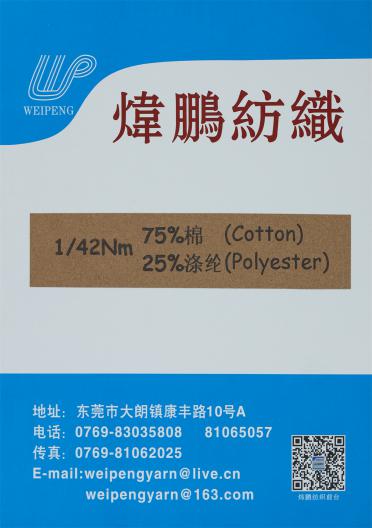 1/42NM 75%棉 25%滌綸