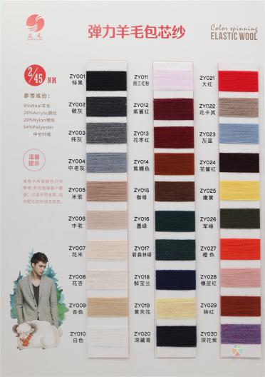 2/45NM 色紡彈力羊毛