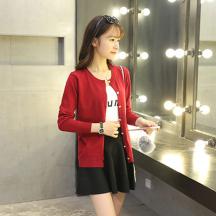 韓版女裝長袖圓領(lǐng)短款外搭薄款開衫