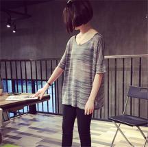 12針短袖T恤女大碼休閑上衣