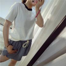 12針短袖T恤女修身針織衫