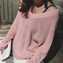 v領(lǐng)垂感寬松蝙蝠袖針織衫