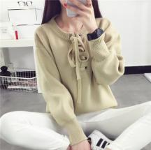 系帶寬松女裝毛衣