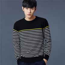 休閑時尚男士撞色條紋毛衣