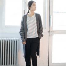 毛衣外套女開衫春針織衫棒針中長款寬松