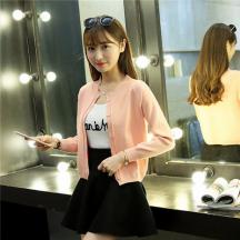 低圓領毛衣開衫毛衣女長袖女裝旗艦外套衫女店長款毛針織衫