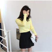 修身針織長袖T恤女純棉2016春新純色百搭T恤上衣