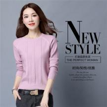 秋季女裝長袖圓領(lǐng)針織衫套頭毛衣
