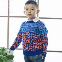 男童長袖套頭提花毛衣
