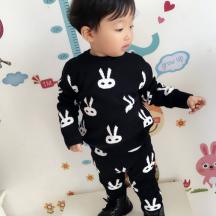 全棉休閑毛衣套裝可打底可外穿兔子圖案套裝