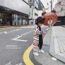 中小女童長(zhǎng)款條紋針織毛衣外套