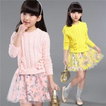 女童中大童碎花裙毛衣