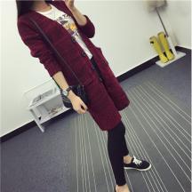 長(zhǎng)袖開衫中長(zhǎng)款修身女士毛衣外套