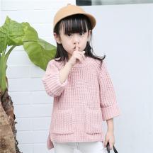 中小童女童雙口袋粗線套頭衫