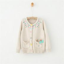 女童刺繡花朵毛衣開(kāi)衫