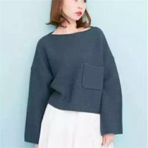 秋季新款小口袋裝飾寬松女士毛衣