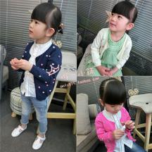 韓版女童球球針織開衫毛衣