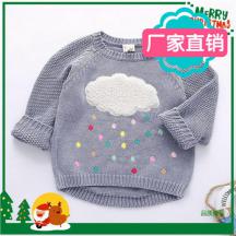 云朵繡花兒童圓領(lǐng)毛衣針織衫