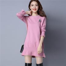 承接各類毛衣訂單 春裝新款女式圓領(lǐng)針織裙連衣裙
