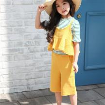 棉襯衫兒童公主裙子皺褶韓版女童連衣裙2017夏飛飛袖童裙
