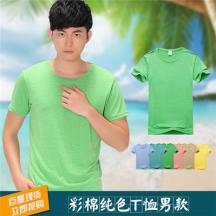 夏季男式t恤批發(fā) 空白t恤定制 廣告衫 短袖彩棉圓領(lǐng)t恤
