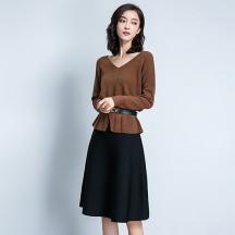 韓國東大門柔軟時尚長袖V領(lǐng)毛衣打底衫女裝
